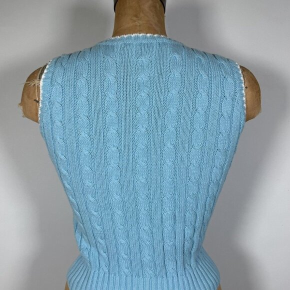 Vintage Ralph Lauren Cable-Knit Cotton V-Neck Sweater Vest - Picture 2 of 6